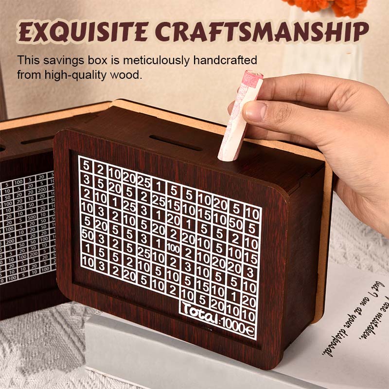 Edle Sparbox aus Holz mit Sparziel ✨ Motivations-Spardose für Groß & Klein 💰